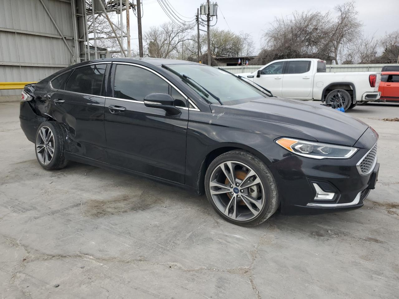 2020 Ford Fusion VIN 3FA6P0D92LR202556 Copart auction photo, rear end / side damage thumbnail 4