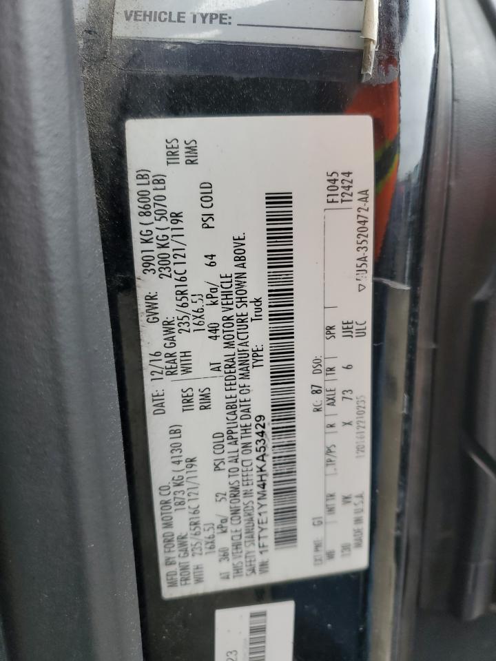 2017 Ford Transit VIN 1FTYE1YM4HKA53429 Copart auction photo, side damage thumbnail 13