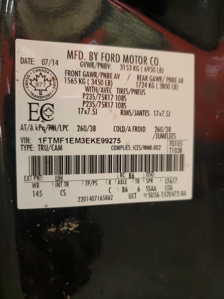 2014 Ford F-150 VIN 1FTMF1EM3EKE99275 Copart auction photo, all over damage thumbnail 14