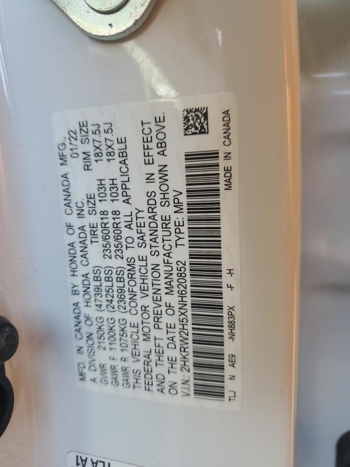 2022 Honda CR-V VIN 2HKRW2H5XNH620852 Copart auction photo, biohazard/chemical / rollover damage thumbnail 14
