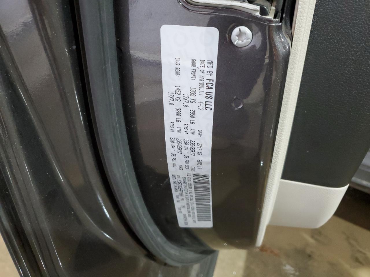 2017 Chrysler Pacifica VIN 2C4RC1BG5HR770808 Copart auction photo, front end damage thumbnail 14