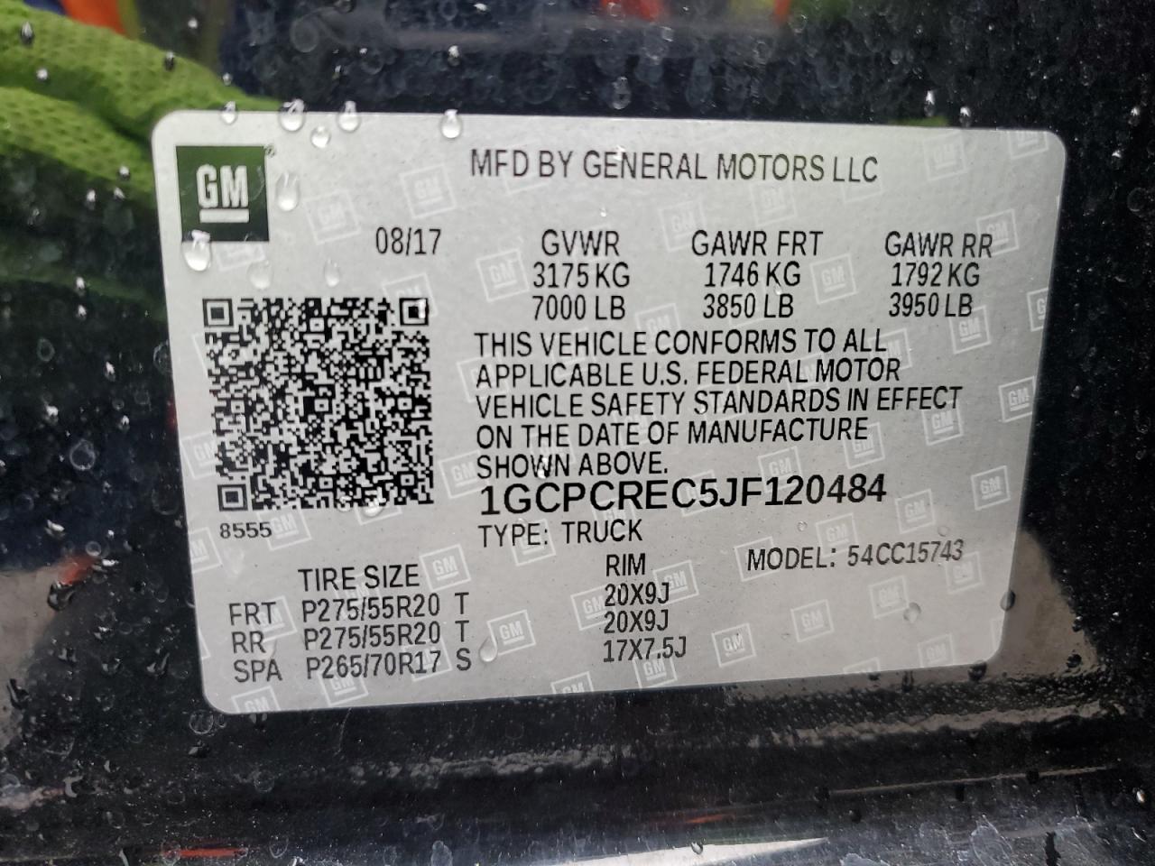 2018 Chevrolet Silverado VIN 1GCPCREC5JF120484 Copart auction photo, front end / side damage thumbnail 12