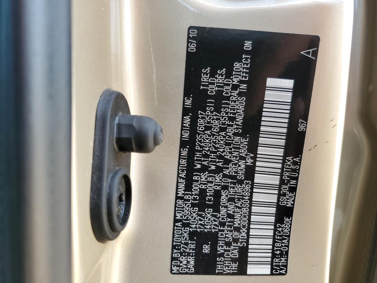 2011 Toyota Sienna VIN 5TDKK3DC0BS048963 Copart auction photo, rear end / front end damage thumbnail 16