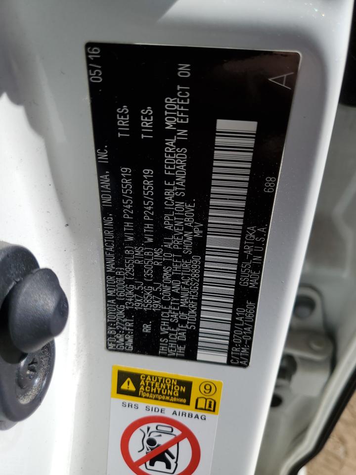 2016 Toyota Highlander VIN 5TDDKRFH3GS288990 Copart auction photo, front end damage thumbnail 13