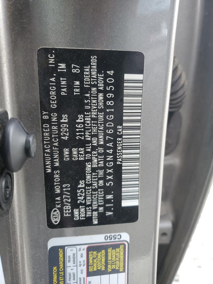 2013 KIA Optima VIN 5XXGN4A76DG189504 Copart auction photo, front end damage thumbnail 12
