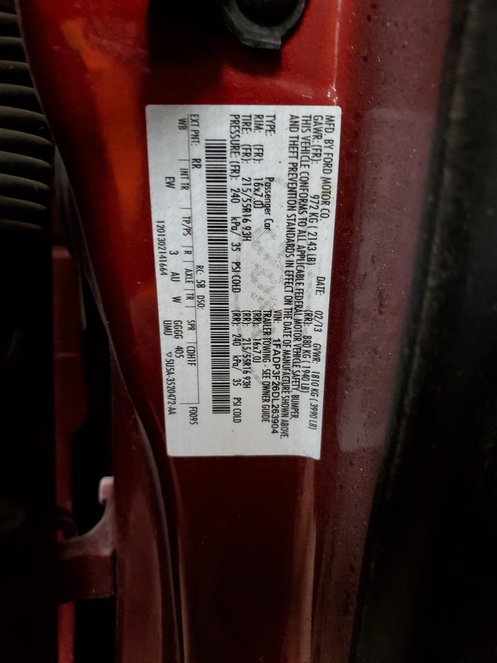 2013 Ford Focus VIN 1FADP3F26DL263904 Copart auction photo, front end damage thumbnail 14