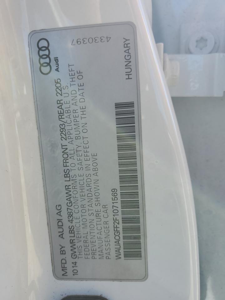 2015 Audi A3 VIN WAUACGFF2F1071569 Copart auction photo, side damage thumbnail 14