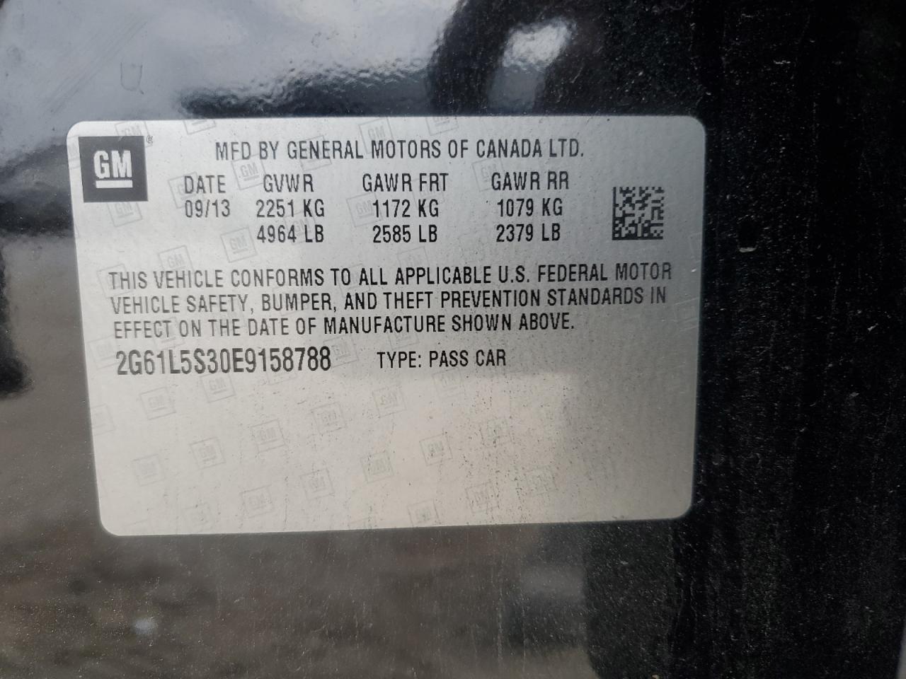 2014 Cadillac XTS VIN 2G61L5S30E9158788 Copart auction photo, front end damage thumbnail 14
