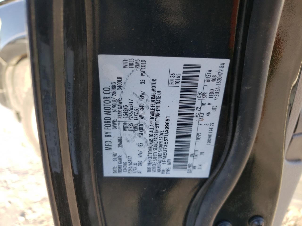 2007 Ford Explorer VIN 1FMEU73E57UA99651 Copart auction photo, front end damage thumbnail 13