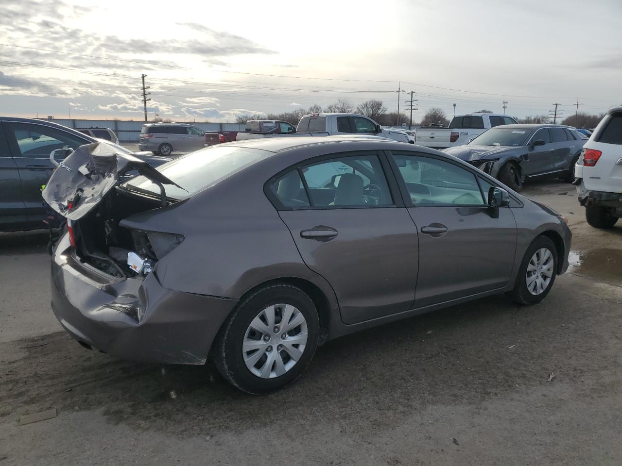 2012 Honda Civic VIN 2HGFB2F57CH578021 Copart auction photo, rear end damage thumbnail 3