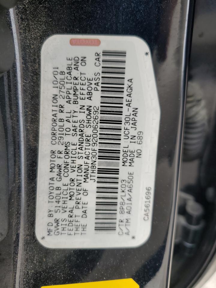 2002 Lexus LS VIN JTHBN30F920062692 Copart auction photo, rear end / front end damage thumbnail 12