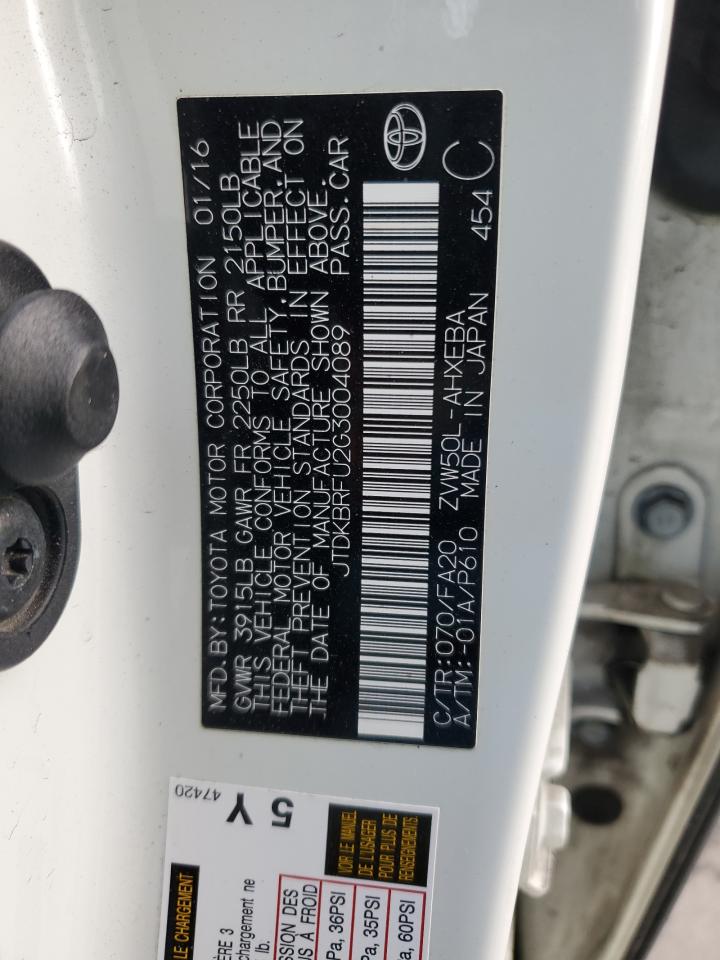 2016 Toyota Prius VIN JTDKBRFU2G3004089 Copart auction photo, front end damage thumbnail 12