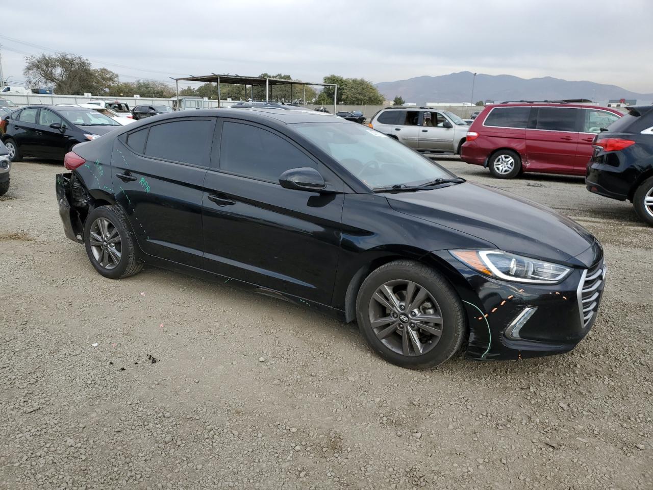 2017 Hyundai Elantra VIN KMHD84LFXHU247074 Copart auction photo, all over damage thumbnail 4
