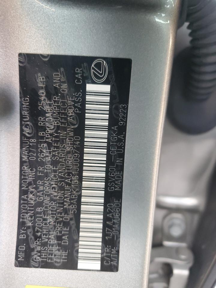 2018 Lexus ES VIN 58ABK1GG1JU097140 Copart auction photo, front end damage thumbnail 12