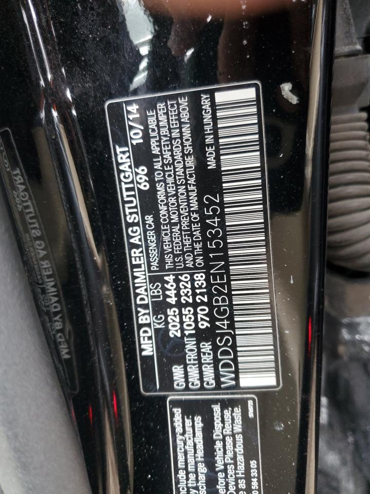 2014 Mercedes-Benz CLA-klasse VIN WDDSJ4GB2EN153452 Copart auction photo, side / rear end damage thumbnail 12