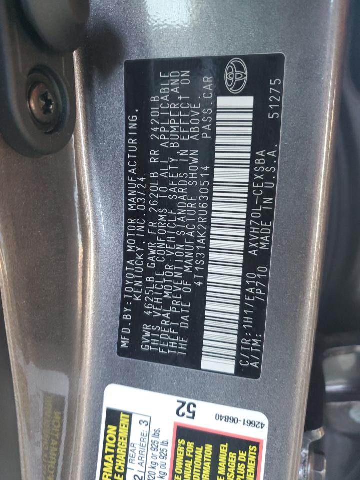2024 Toyota Camry VIN 4T1S31AK2RU630514 Copart auction photo, front end damage thumbnail 13