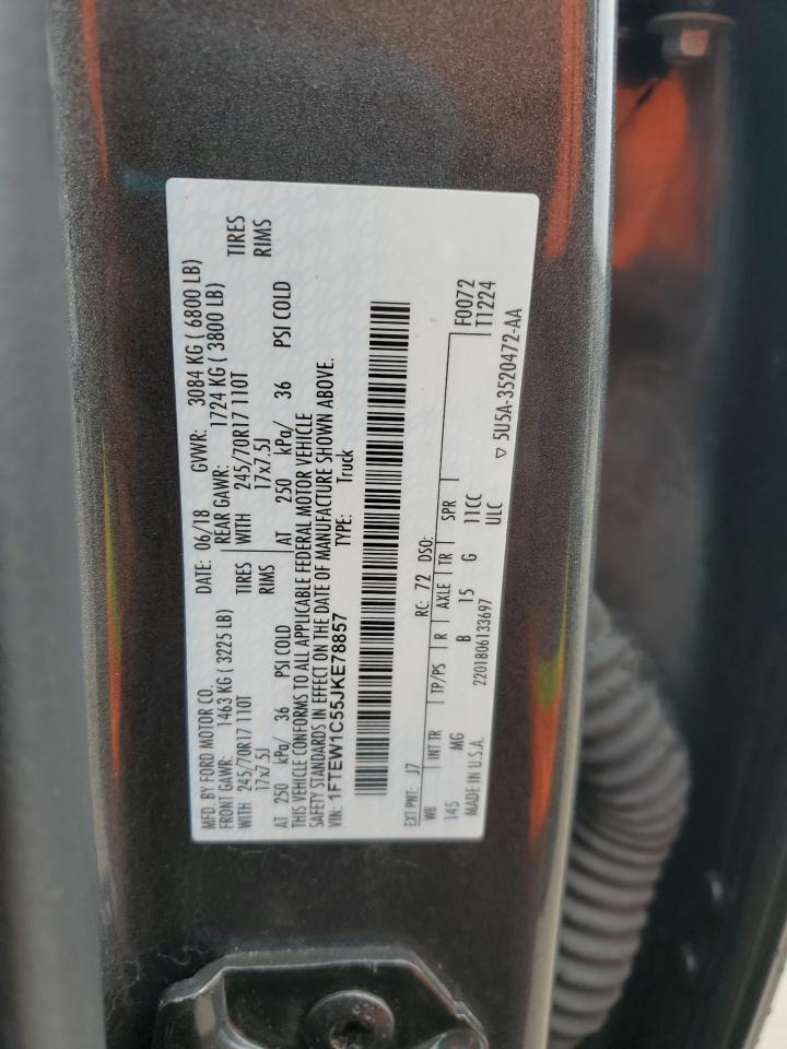 2018 Ford F-150 VIN 1FTEW1C55JKE78857 Copart auction photo, front end damage thumbnail 12