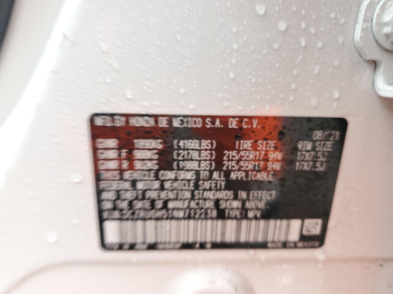 2022 Honda HR-V VIN 3CZRU6H51NM712238 Copart auction photo, front end / minor dent/scratches damage thumbnail 15
