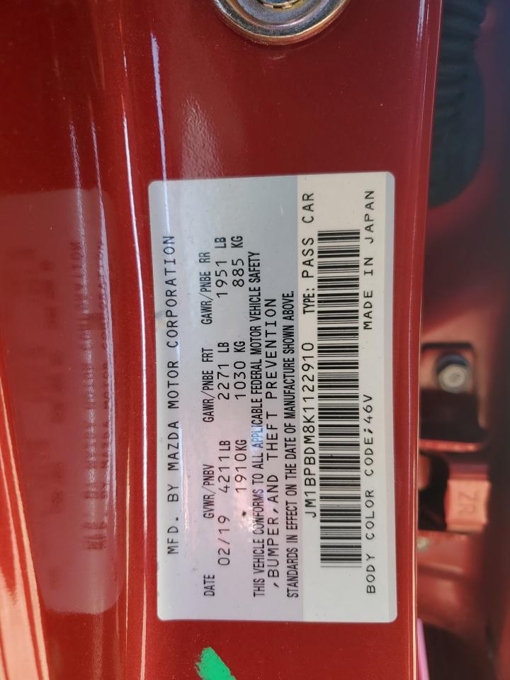2019 Mazda 3 VIN JM1BPBDM8K1122910 Copart auction photo, side damage thumbnail 13