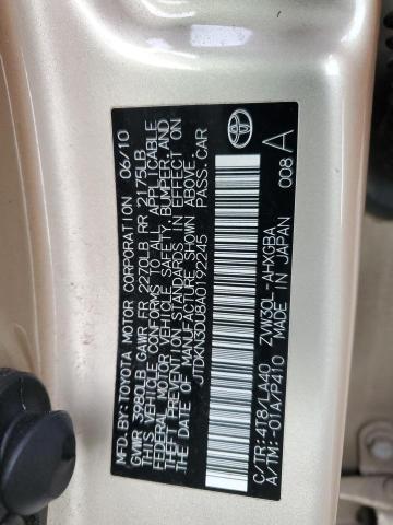 2010 Toyota Prius VIN JTDKN3DU8A0192245 Copart auction photo, front end / rear end damage thumbnail 12