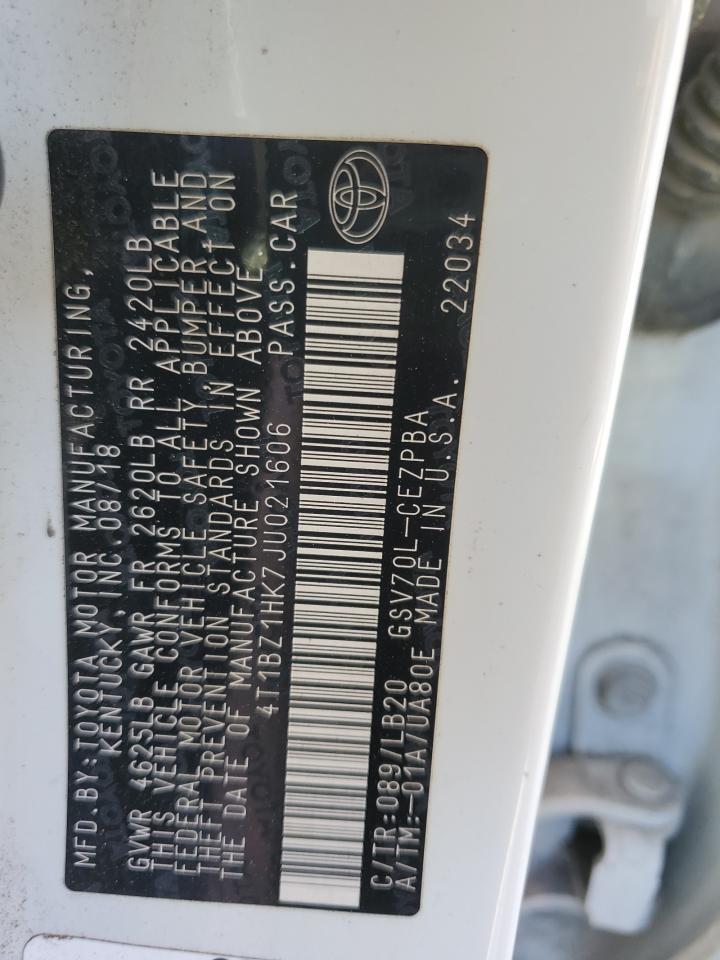 2018 Toyota Camry VIN 4T1BZ1HK7JU021606 Copart auction photo, rear end / undercarriage damage thumbnail 12