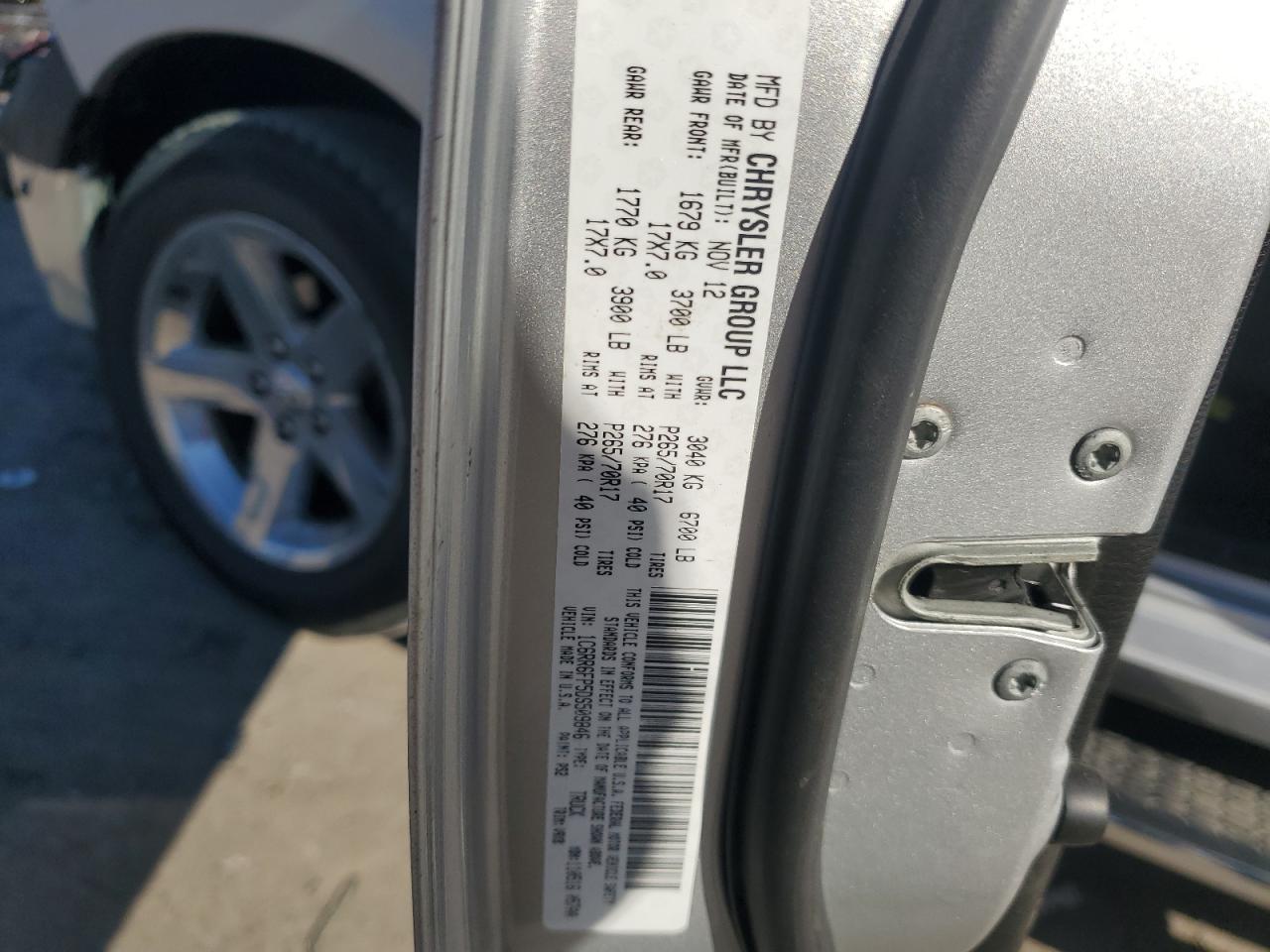 2013 RAM 1500 VIN 1C6RR6FP5DS509846 Copart auction photo, front end / rear end damage thumbnail 14