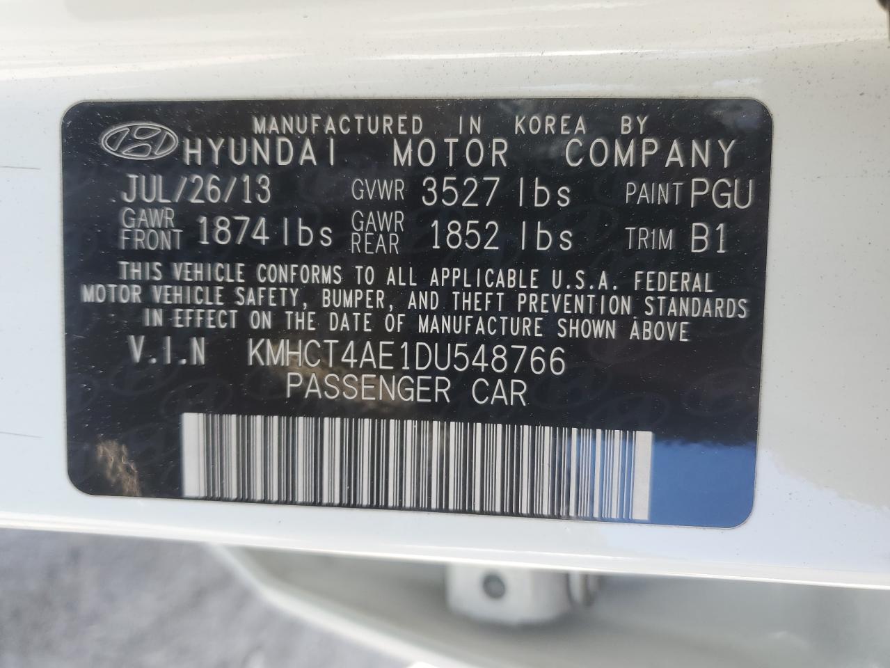 2013 Hyundai Accent VIN KMHCT4AE1DU548766 Copart auction photo, rear end damage thumbnail 13