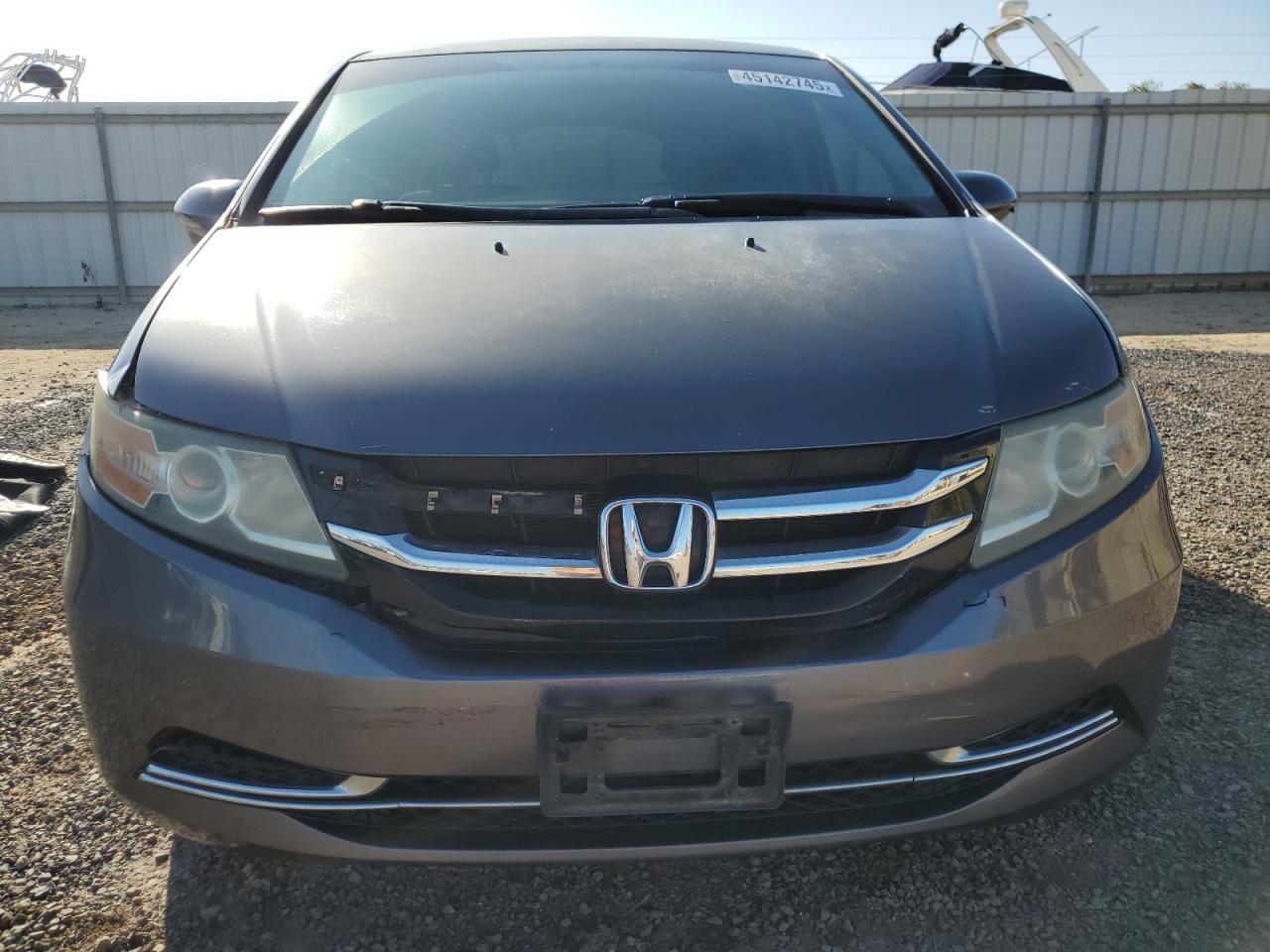 2014 Honda Odyssey VIN 5FNRL5H42EB009617 Copart auction photo, front end / side damage thumbnail 5