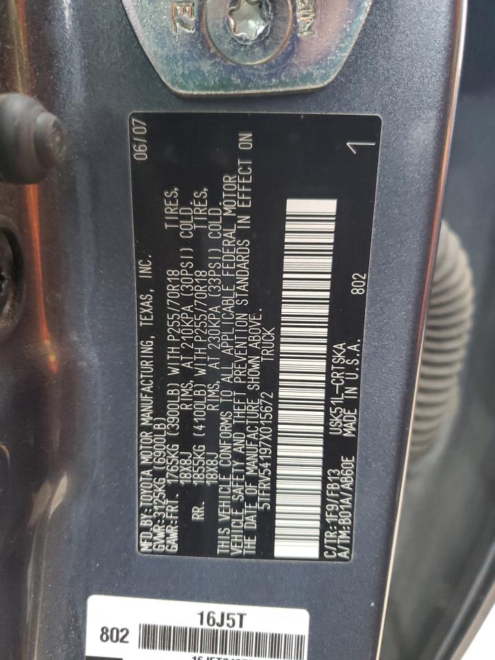2007 Toyota Tundra VIN 5TFRV54197X015672 Copart auction photo, rear end / minor dent/scratches damage thumbnail 12