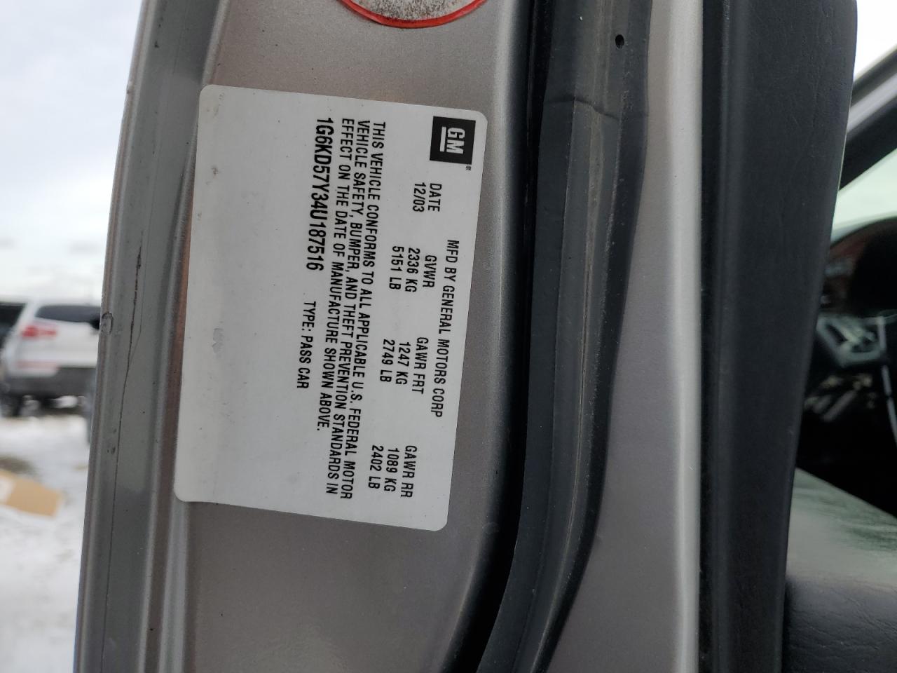 2004 Cadillac De Ville VIN 1G6KD57Y34U187516 Copart auction photo, front end damage thumbnail 13