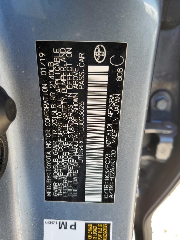 2020 Toyota Corolla VIN JTDS4RCE1LJ003626 Copart auction photo, side damage thumbnail 12