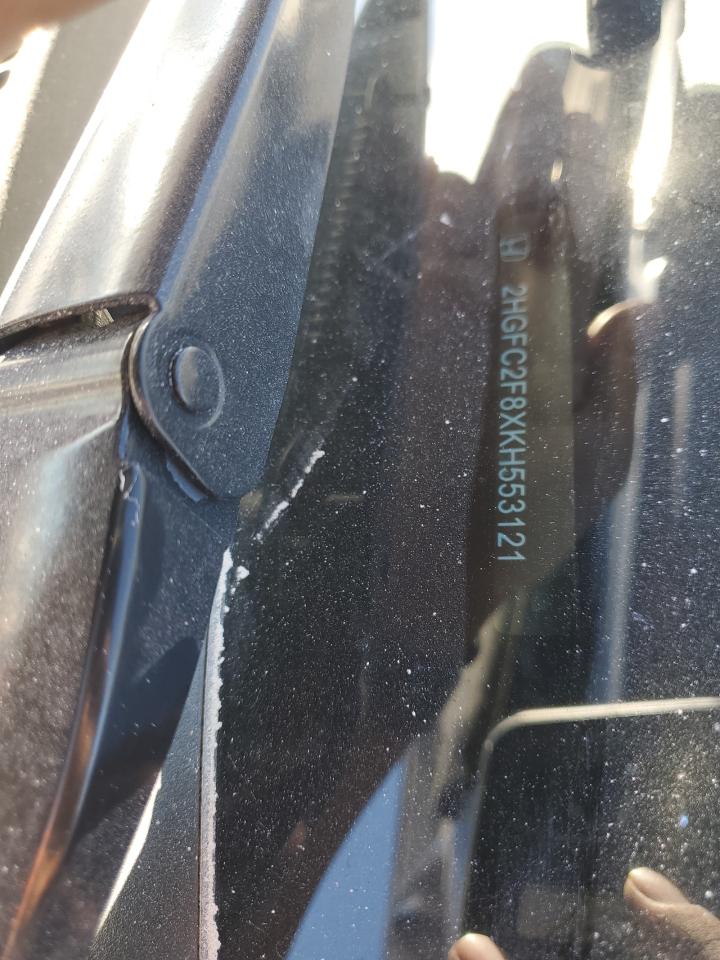 2019 Honda Civic VIN 2HGFC2F8XKH553121 Copart auction photo, side / rear end damage thumbnail 12