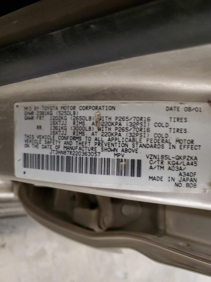 2002 Toyota 4Runner VIN JT3HN87R220363057 Copart auction photo, front end damage thumbnail 13