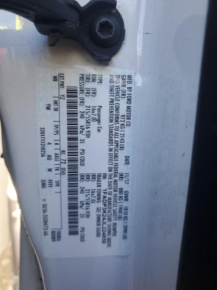 2018 Ford Focus VIN 1FADP3K24JL224858 Copart auction photo, front end / rear end damage thumbnail 13