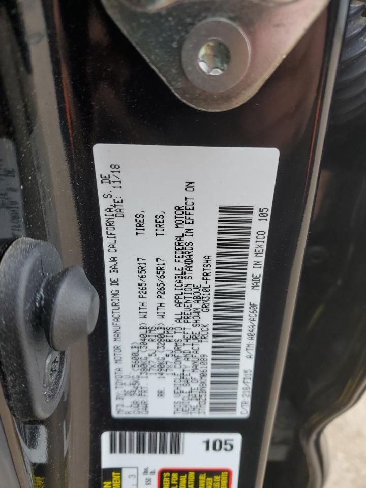 2019 Toyota Tacoma VIN 3TMDZ5BN8KM061089 Copart auction photo, all over / frame damage damage thumbnail 13