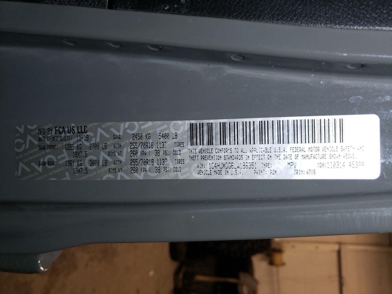 2020 Jeep Wrangler VIN 1C4HJXDG6LW196351 Copart auction photo, undercarriage / side damage thumbnail 13