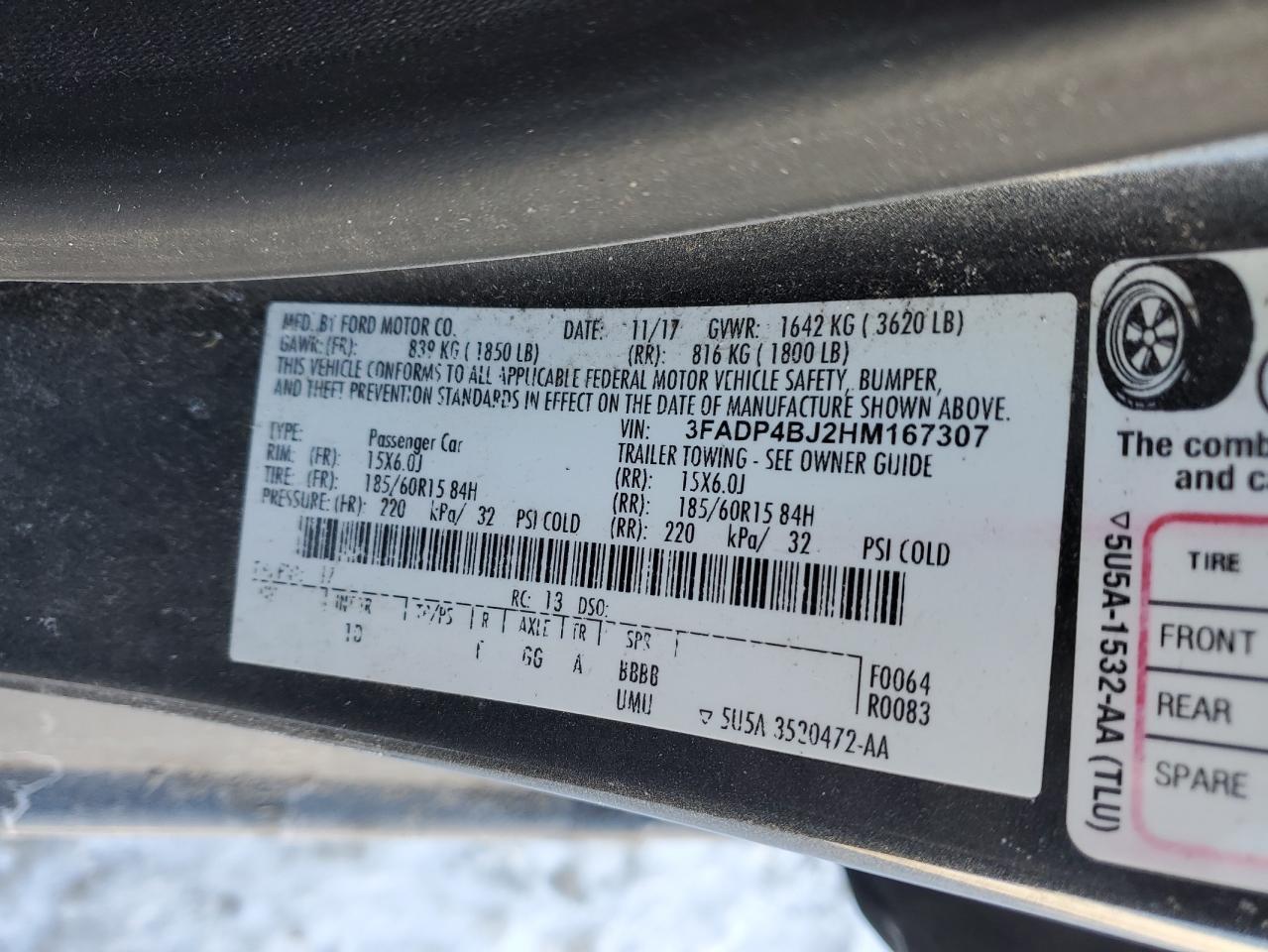 2017 Ford Fiesta VIN 3FADP4BJ2HM167307 Copart auction photo, front end / side damage thumbnail 13