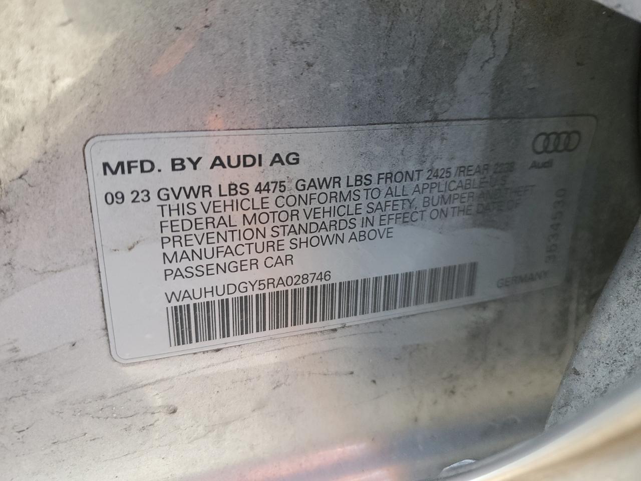 2024 Audi A3 VIN WAUHUDGY5RA028746 Copart auction photo, front end damage thumbnail 12