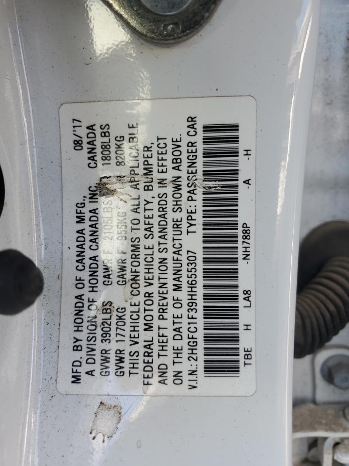 2017 Honda Civic VIN 2HGFC1F39HH655307 Copart auction photo, side / rear end damage thumbnail 13