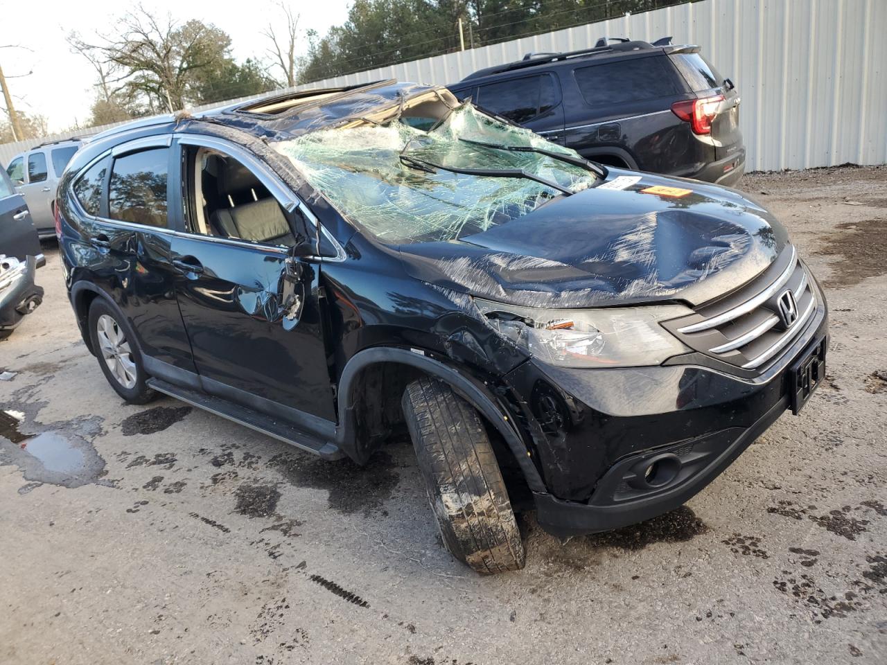 2014 Honda CR-V VIN 2HKRM3H77EH555794 Copart auction photo, rollover damage thumbnail 4