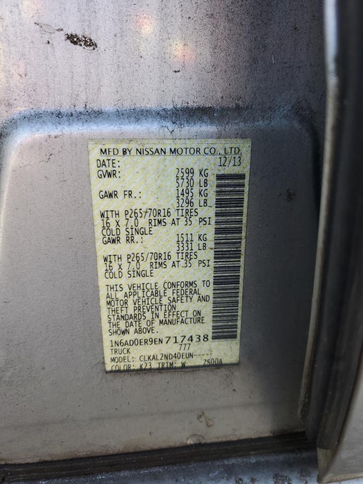 2014 Nissan Navara (Frontier) VIN 1N6AD0ER9EN717438 Copart auction photo, front end damage thumbnail 13