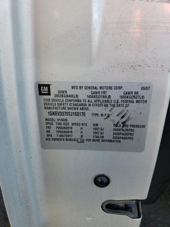 2007 GMC Acadia VIN 1GKEV33797J160176 Copart auction photo, front end damage thumbnail 13