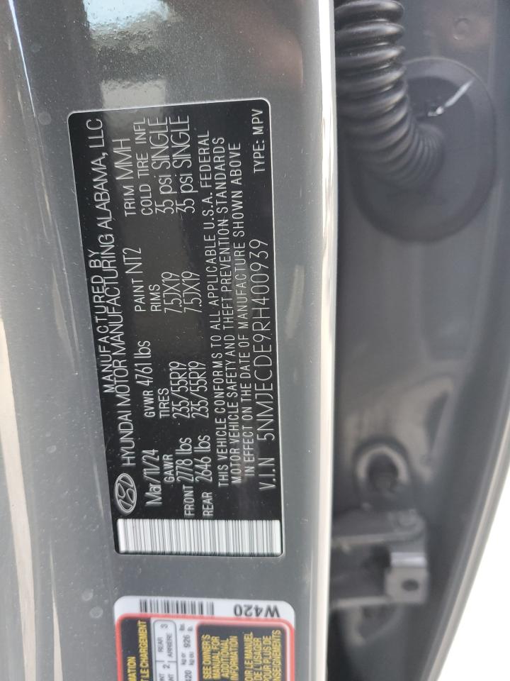 2024 Hyundai Tucson VIN 5NMJECDE9RH400939 Copart auction photo, front end / side damage thumbnail 13