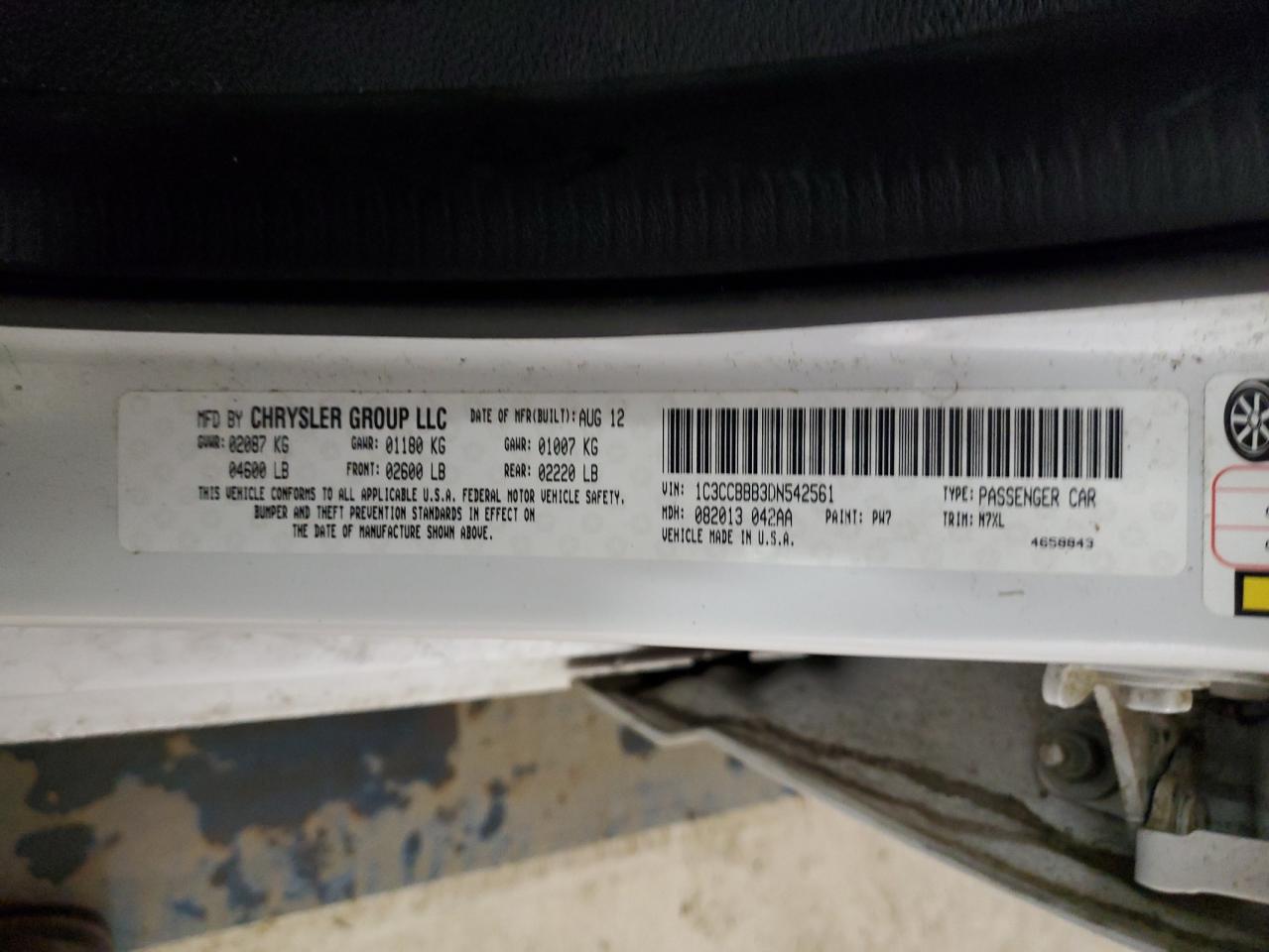 2013 Chrysler 200 VIN 1C3CCBBB3DN542561 Copart auction photo, front end damage thumbnail 15