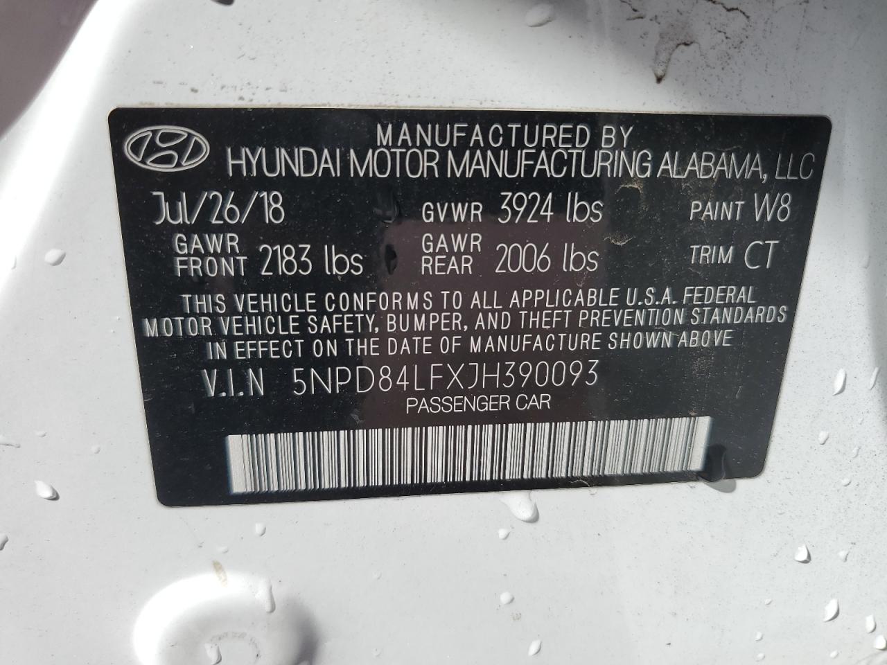 2018 Hyundai Elantra VIN 5NPD84LFXJH390093 Copart auction photo, rear end damage thumbnail 12