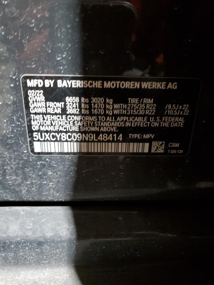 2022 BMW X6 VIN 5UXCY8C09N9L48414 Copart auction photo, front end damage thumbnail 12