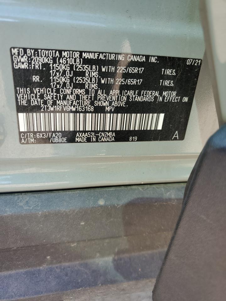 2021 Toyota RAV 4 VIN 2T3W1RFV6MW163168 Copart auction photo, front end damage thumbnail 14