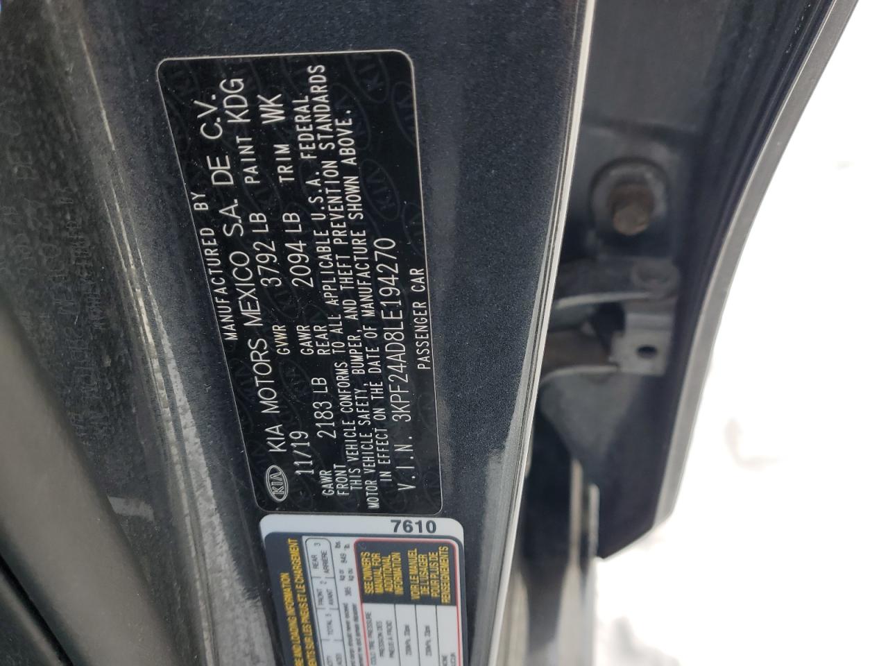 2020 KIA Forte VIN 3KPF24AD8LE194270 Copart auction photo, front end damage thumbnail 12