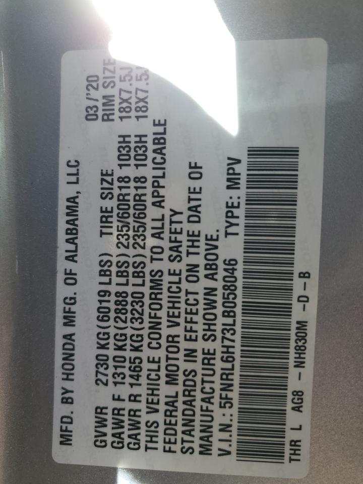 2020 Honda Odyssey VIN 5FNRL6H73LB058046 Copart auction photo, front end / minor dent/scratches damage thumbnail 15