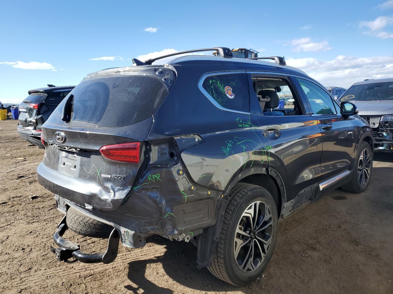 2020 Hyundai Santa Fe VIN 5NMS3CAA6LH299149 Copart auction photo, rear end damage thumbnail 3